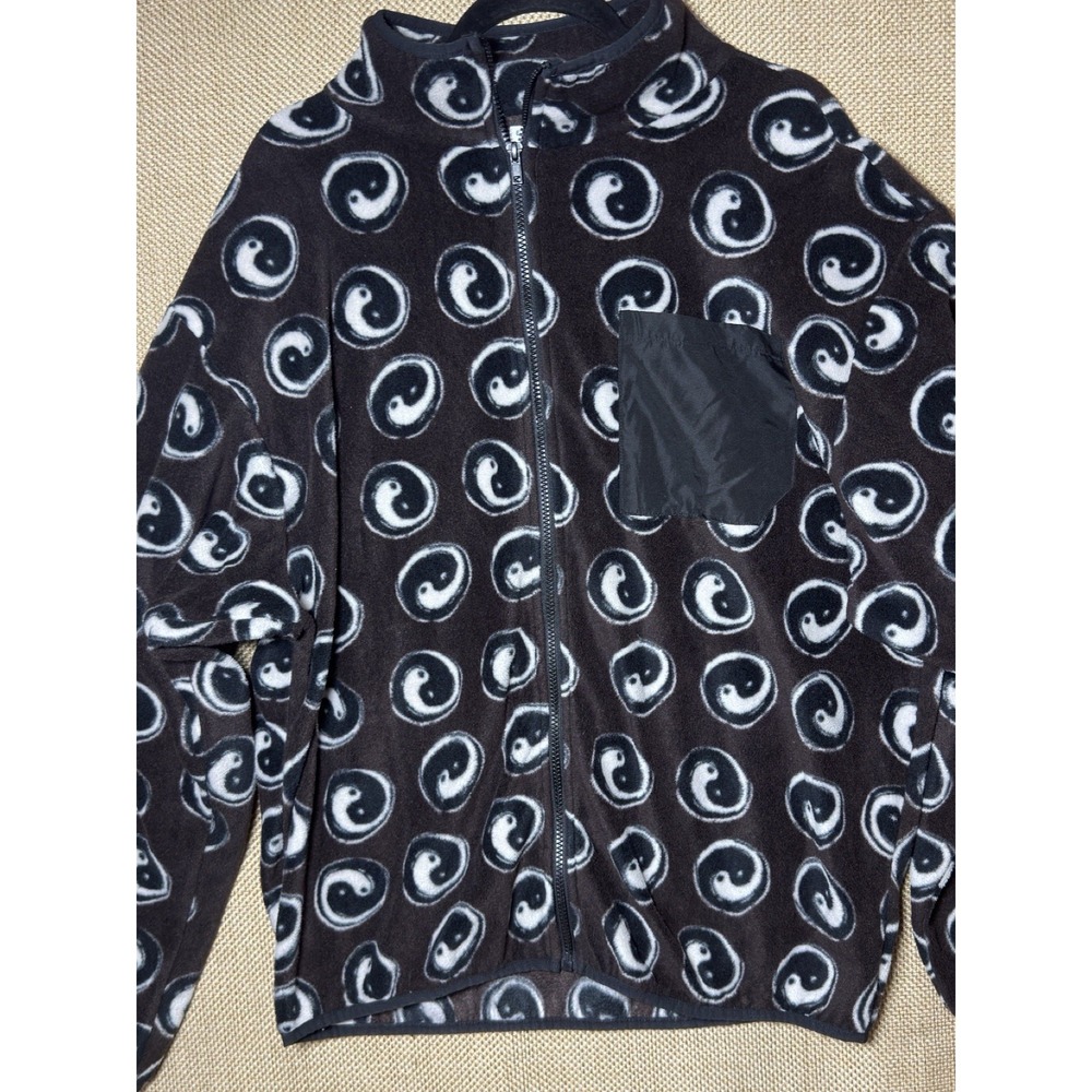 Yin Yang Sherpa Jacket Large Brown‎ Full Zip Earthy Fairy Boho Retro Grunge Boho - Picture 2 of 9